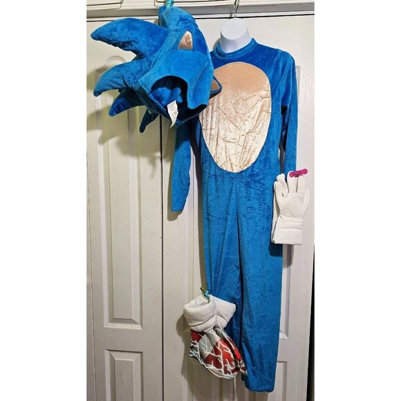 Sonic The Hedgehog 2 Kids Costume Kit Boot Covers Inflatable Hood Gloves Tail - Picture 1 of 13
